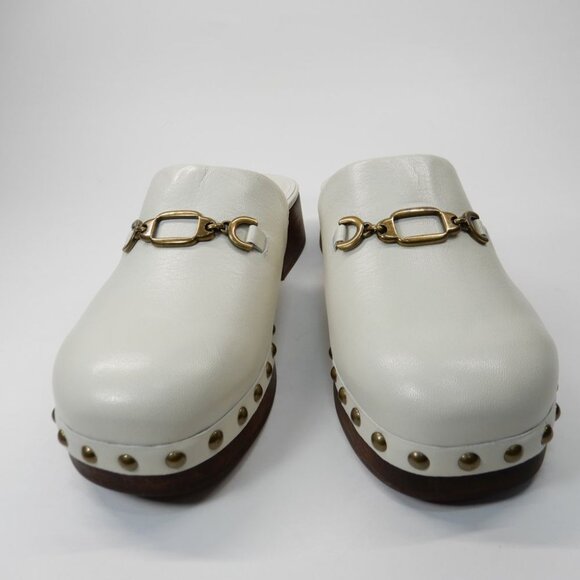 Larroude Zuzi Bit Mule Clogs Slip on Size 6 Ivory Cream Leather Wooden Studs NEW - Picture 6 of 15